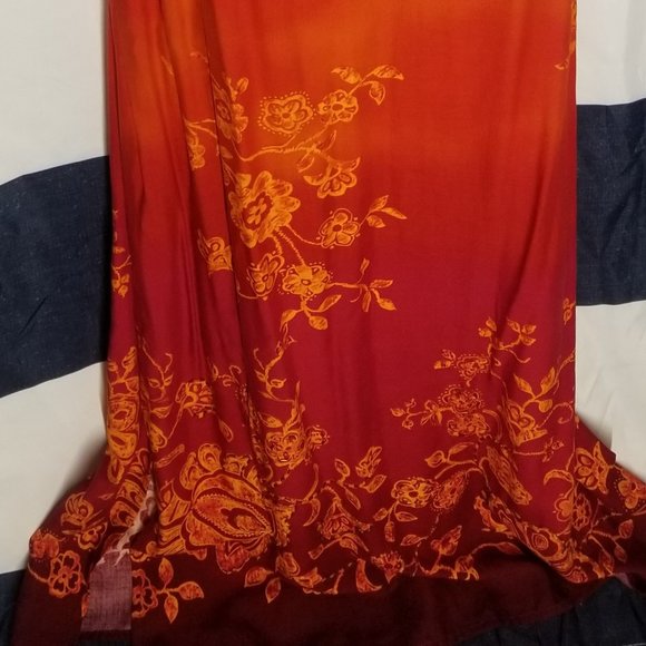 R&K ORIGINALS PETITE ORANGE BRICK MAXI SLEEVELESS SUNDRESS - Picture 10 of 11